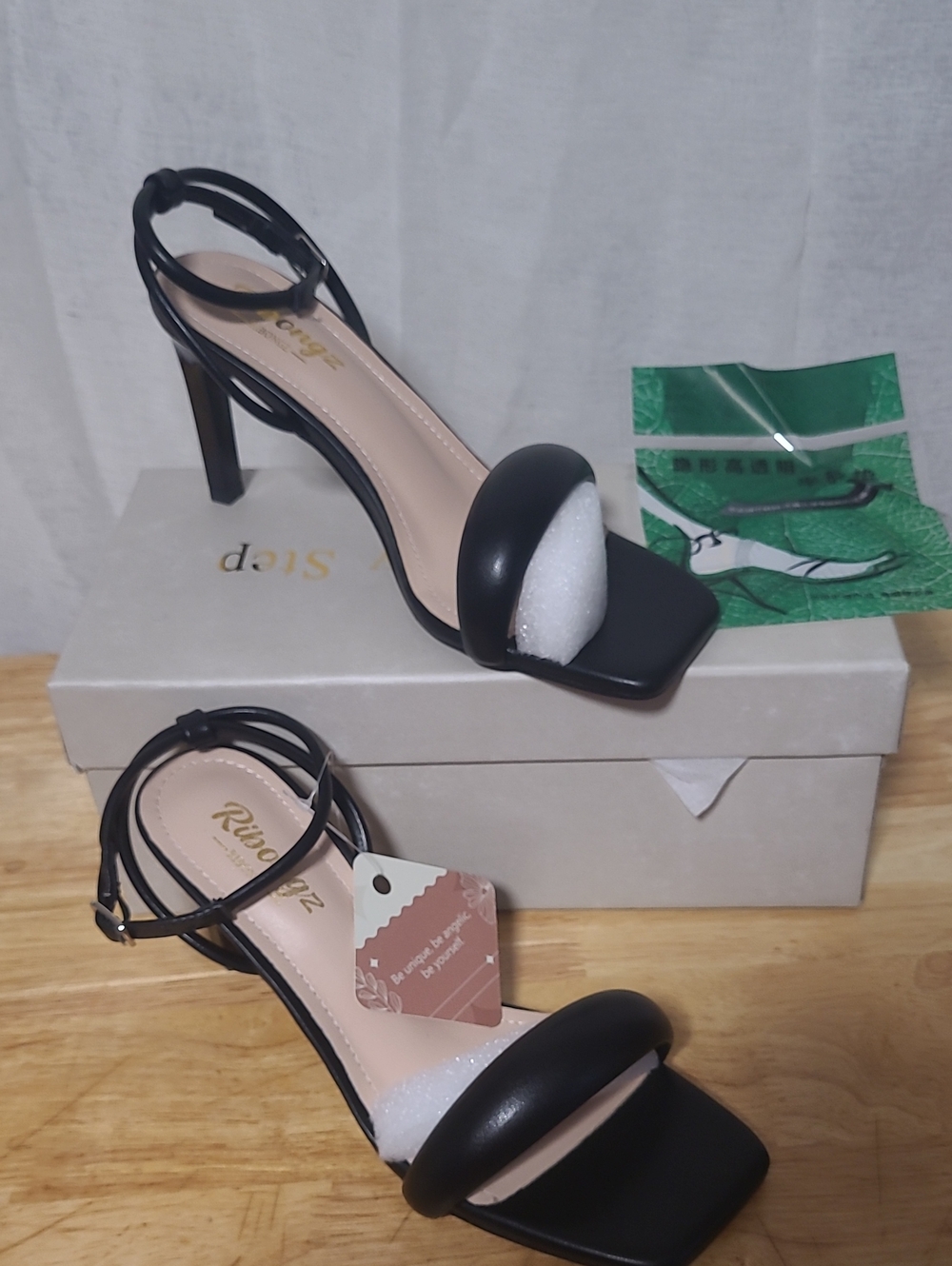 Black Strappy  Heel Sandals for Women